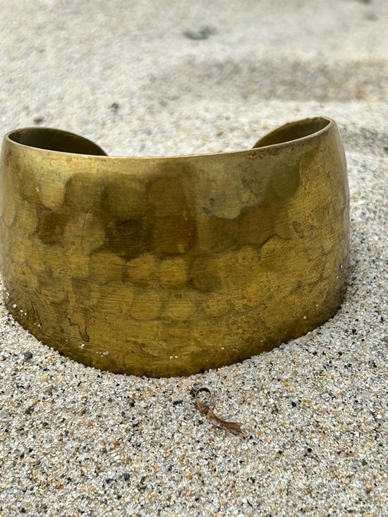 Jewelry - Hammered Brass Cuff Bracelet - Gold Tone
